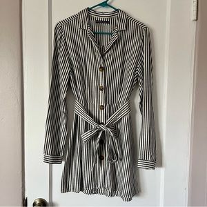 A&F Long Sleeve Button Down Dress with Waist Tie